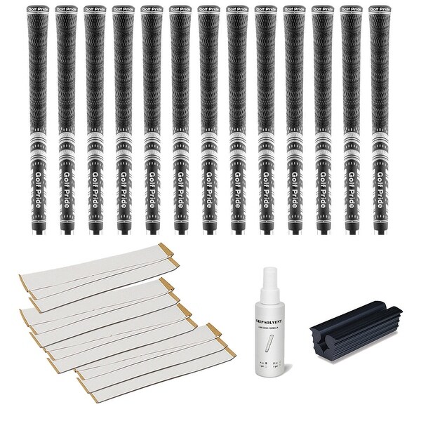 Golf Pride New Decade Multicompound (MCC) Black - 13 pc Golf Grip Kit (with tape, solvent, vise clamp)