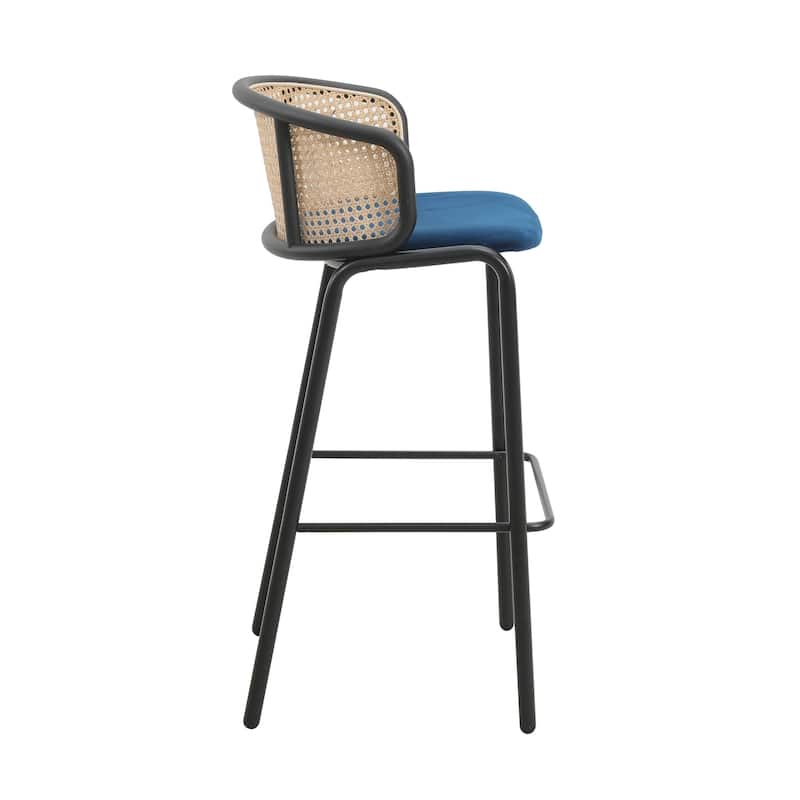 LeisureMod Ervilla Bar Stool with Black Powder Coated Steel Frame - 37"