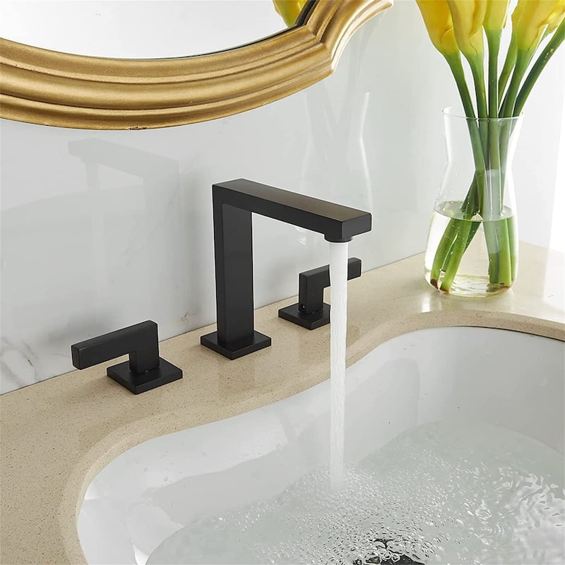 8-Inch Widespread Bathroom Faucet With Drain Assembly 3 Holes Bathroom Sink Faucets Double Handle Modern Vanity Basin Taps