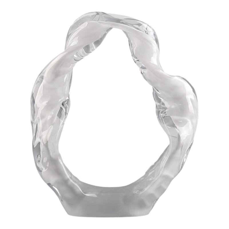 Glass Sculpture Modern Decorative Elegant for Home Decor - 10" White - 8.5" x 3" x 10"
