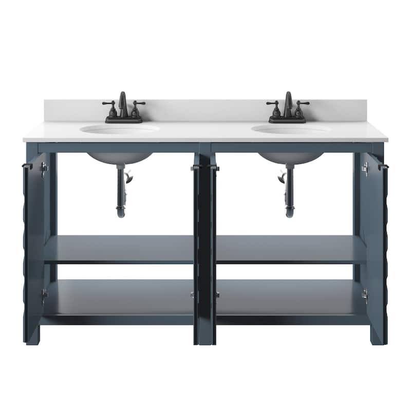 60" Unique Double Bathroom Vanity