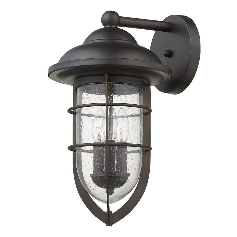 3-Light Hardwired Flush Mount Exterior Wall Sconce with Wet Rated and Bronze Glass Shade E12 Base - 17.5”H x 10”W x 11.5”D