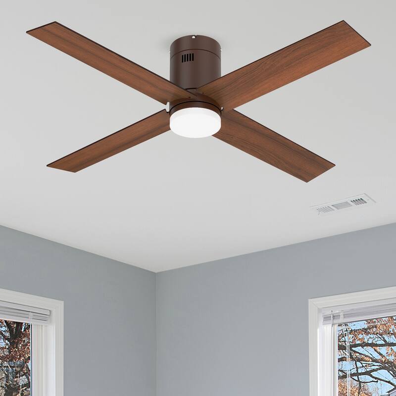 Moasis 6 Speed Quiet DC Motor 52" Flush Mount Ceiling Fan - 52" - Brown