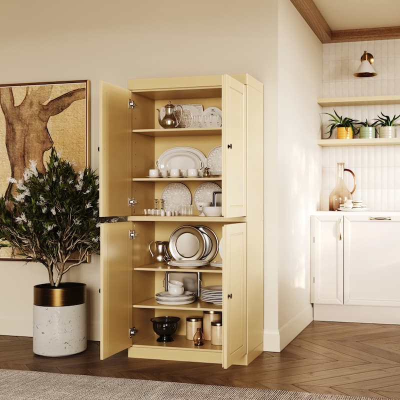 Palace Imports 100% Solid Wood Pantry Cabinet, Raised Panel Doors, Adjustable Shelves, 32" Wide, 71.5" Tall - 32" x 71.5"