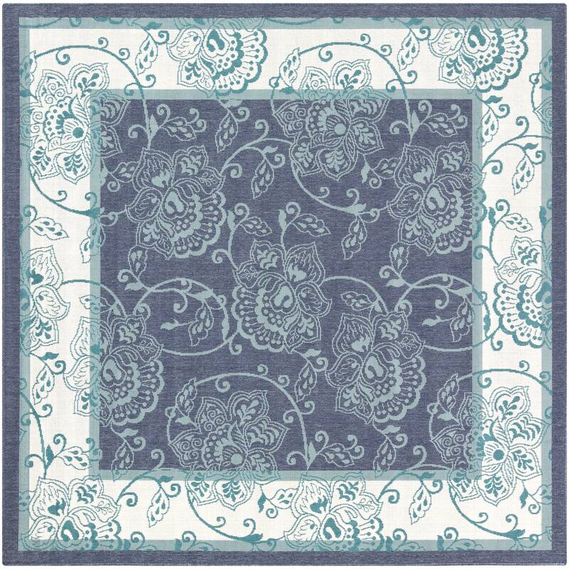 Janelle Indoor/Outdoor Transitional Floral Border Area Rug