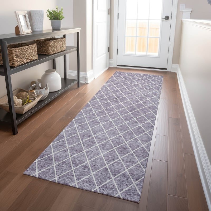 Machine Washable Indoor/ Outdoor Chantille Diamond Trellis Rug