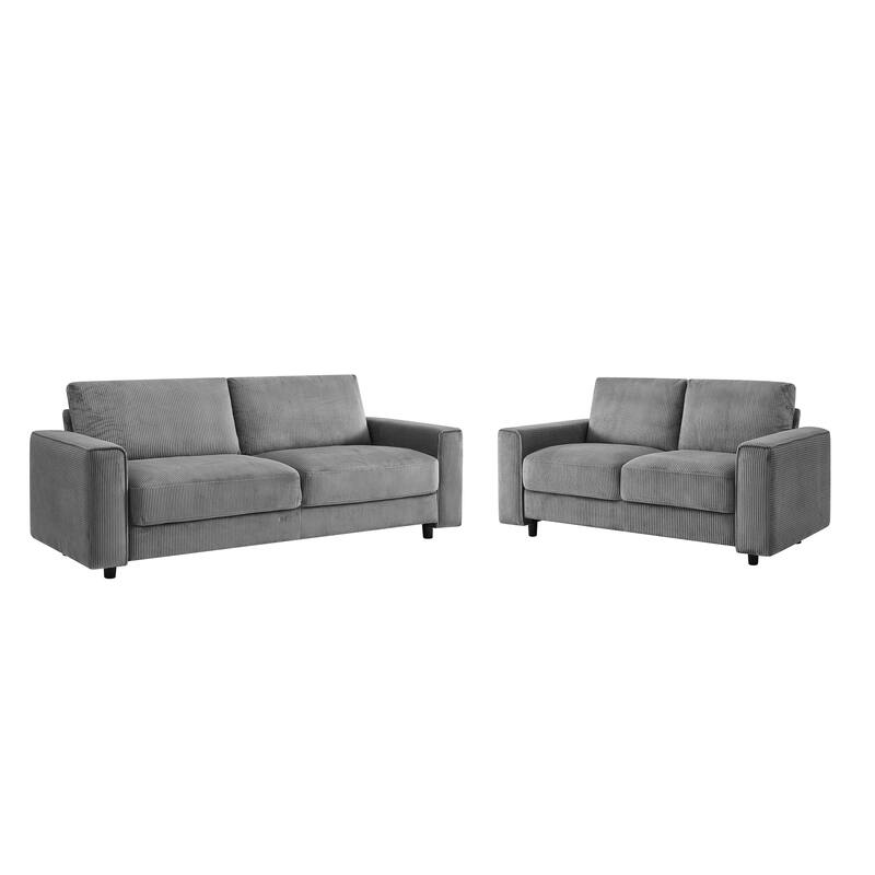 Modern Contemporary Upholstered 3-Piece Corduroy Plush Tufted Sofa Set