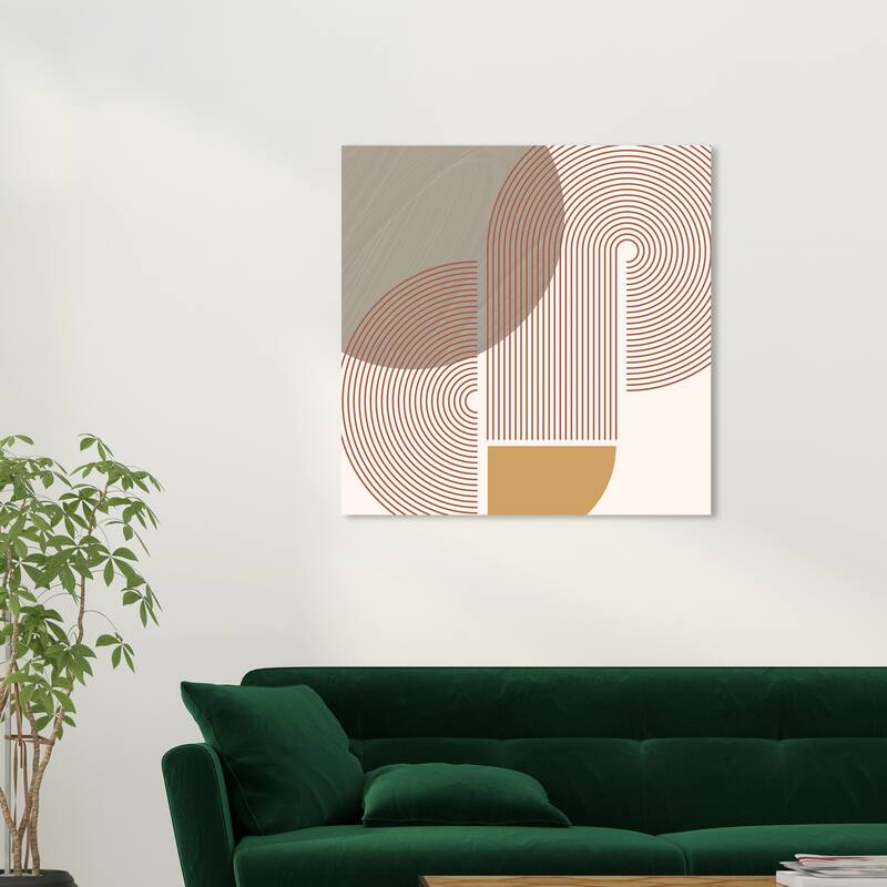Wynwood Studio Canvas Abstract Print Sun Lines Pink and Pastel Pink Mid-Century Modern Wall Art Canvas Print - 30 x 30