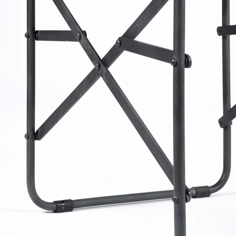 Direttore Black Genuine Leather Seat With Black Iron Frame Dining Chair - 19.7"W x 21.7"D x 33"H