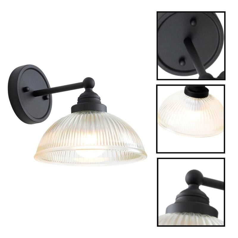 Industrial bulb light black light fixture glass, metal wall light