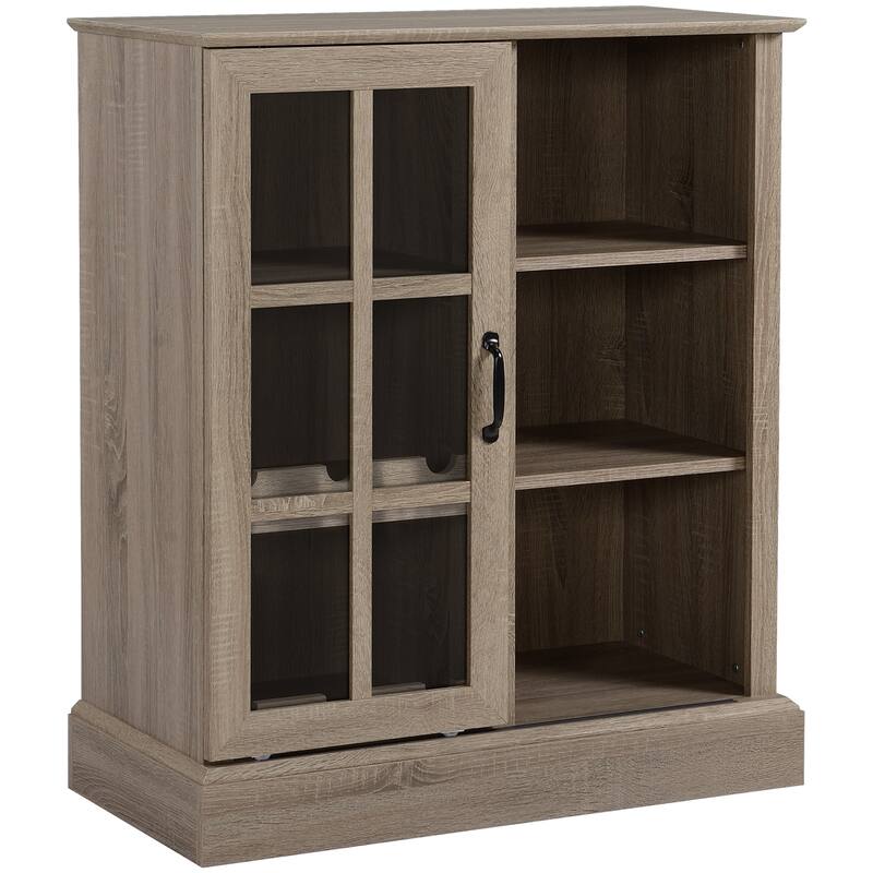 Wine Bar Cabinet, Small Sideboard Buffet Cabinet, Kitchen Storage Cabinet with 6-bottle Wine Rack and Stemware Racks