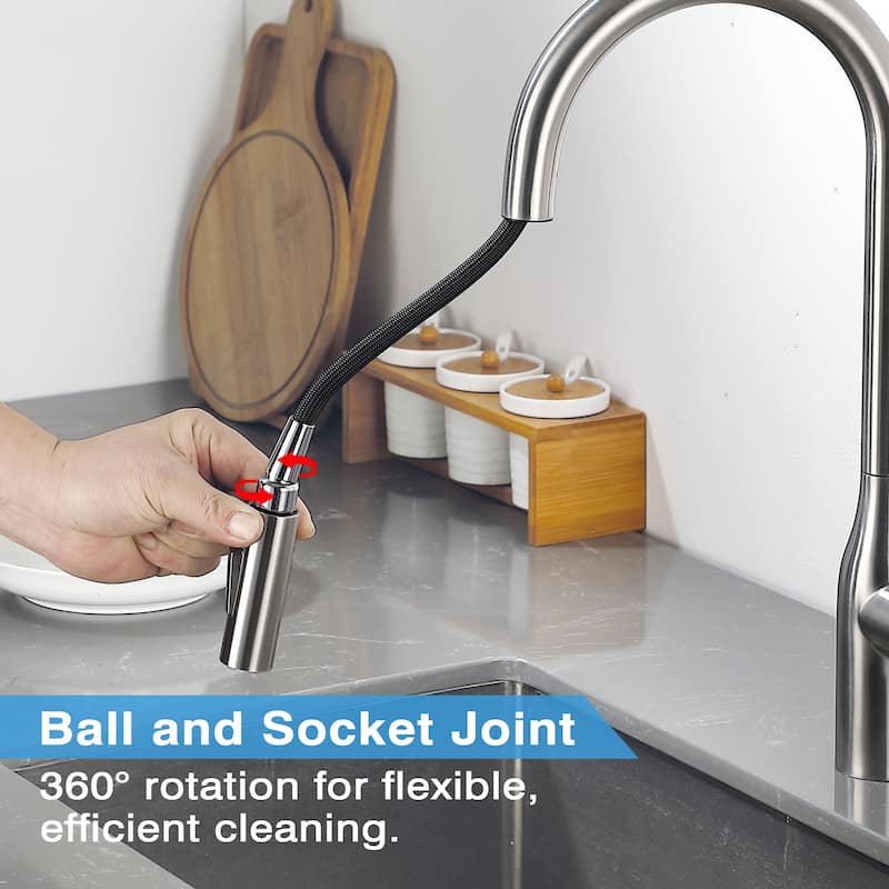Single Handle Pull-Down Kitchen Faucet with Dual Spray, Swivel Spout