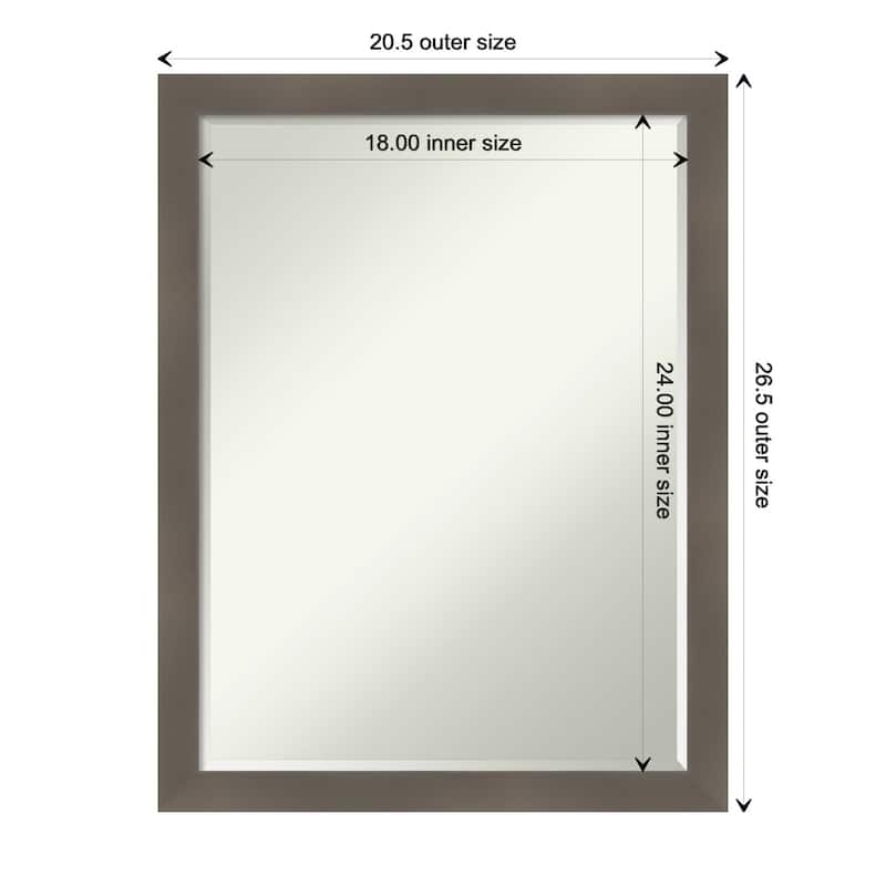 Edwin Half-Inch-Bevel Wood Framed Wall Mirror - Glass Size 18x24 - Edwin Clay Grey