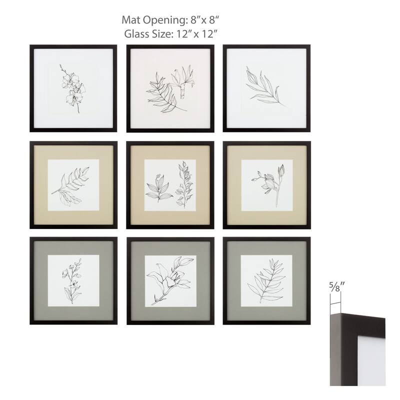 9 Piece Gallery Wall Frame Set with Decorative Art & Hanging Template
