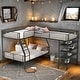 preview thumbnail 2 of 10, L-Shaped Metal Twin Over Full Bunk Bed with Twin Size Loft Bed and Four Built-in Shelves in Black