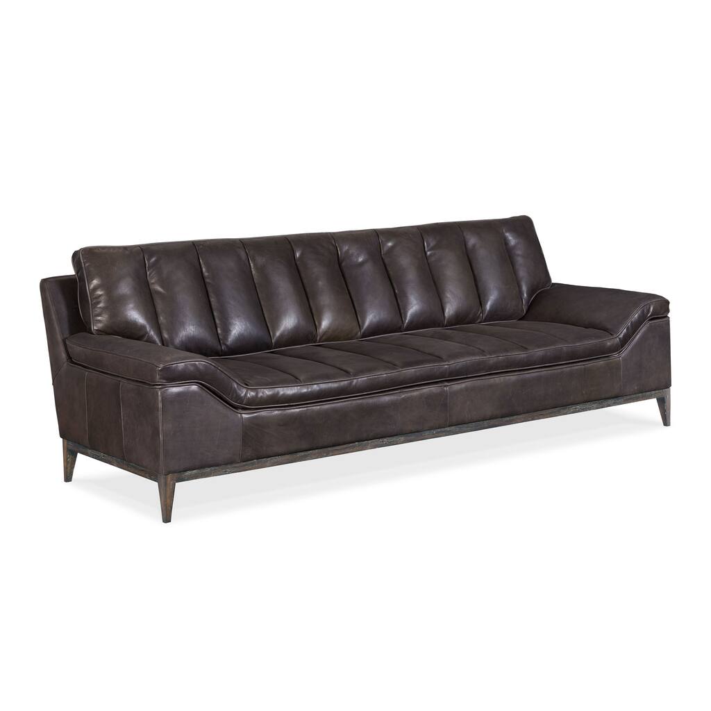 Kandalo 100" Wide Upholstered Leather Sofa, Black