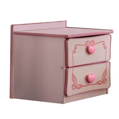 Pink 2 Drawer 19.5 in. W Nightstand with Sturdy Drawer Pulls