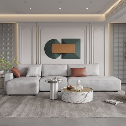 145'' Leath-Aire Sofa Modern Sectional Sofa for Living Room