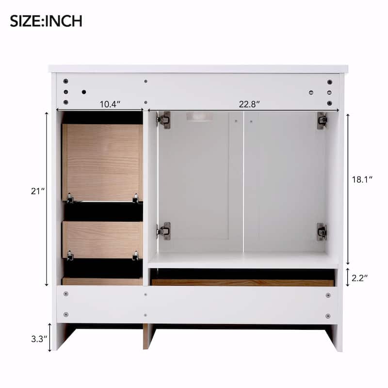 36-Inch Shaker Style Bathroom Vanity Cabinet with Sink