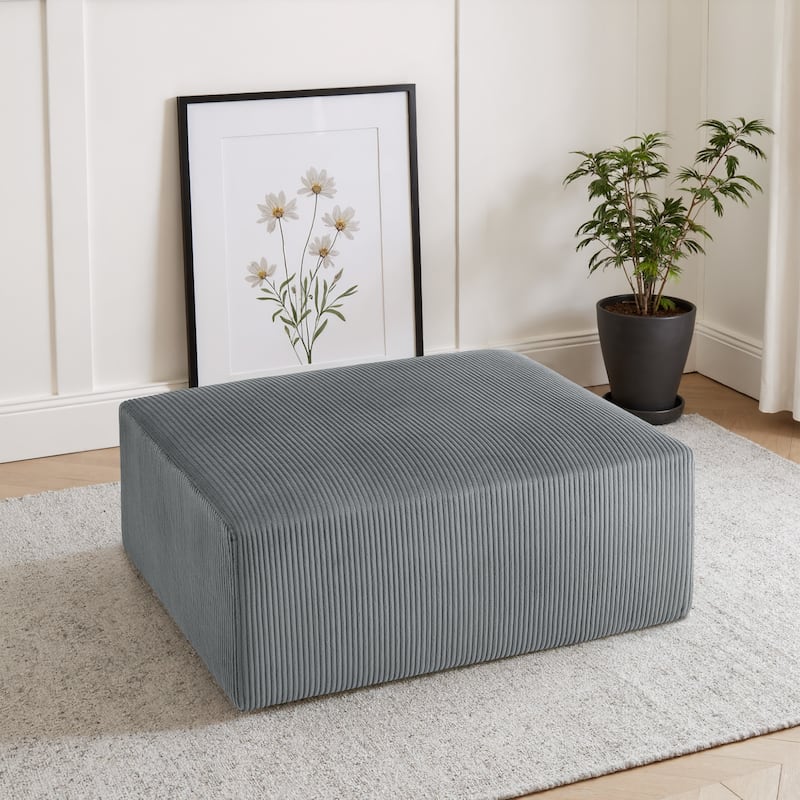 Corduroy Upholstered Modular Sectional Sofa with Ottoman