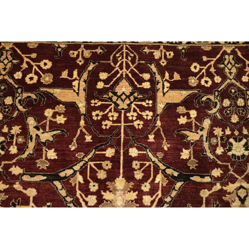 Hand Knotted Oriental 100% Wool Carpet Traditional All-Over Red Ziegler Area Rug - 9' 7'' X 7' 10''