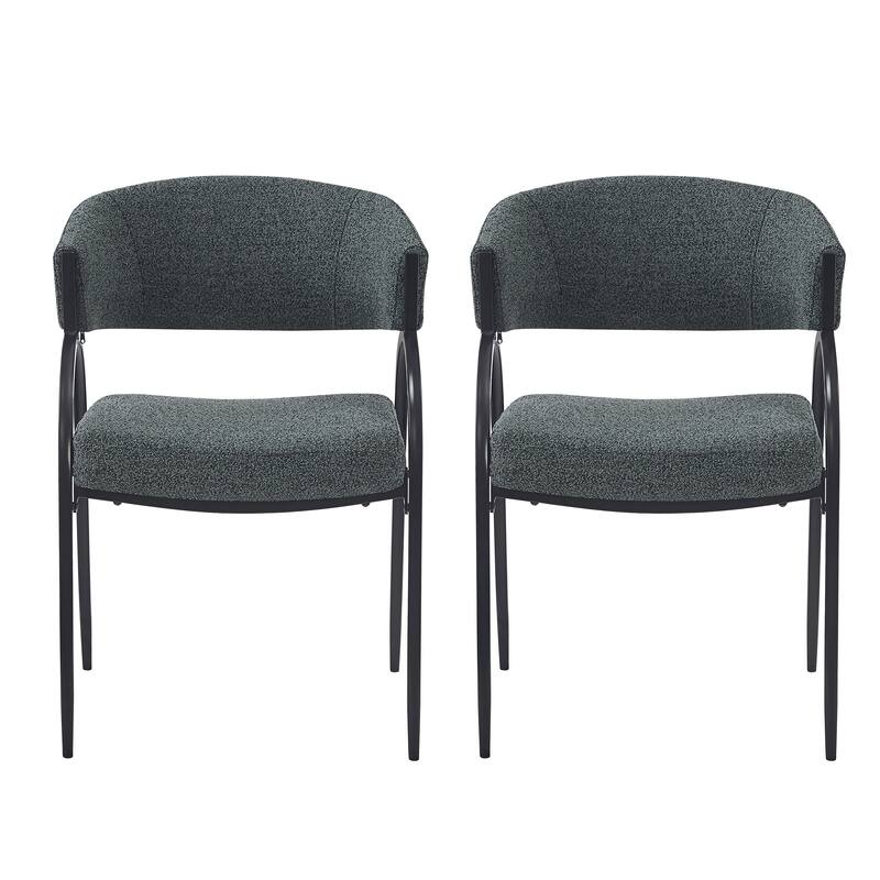Modern Set of 2 Dining Chairs with Padded Backrest Seat, Metal Legs for Dining Room Living Room and Café