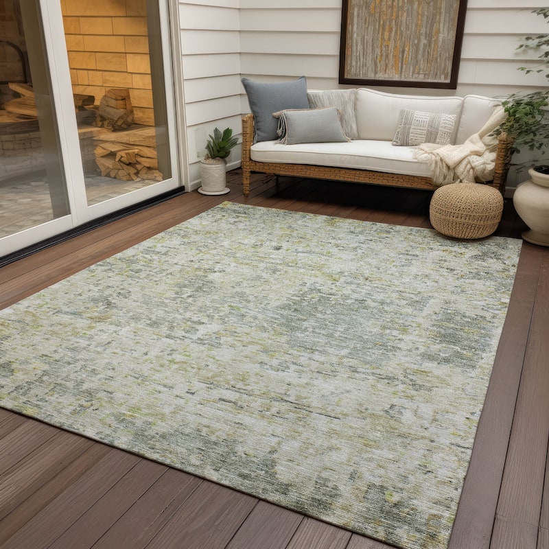Machine Washable Indoor/ Outdoor Abstract Modern Chantille Rug