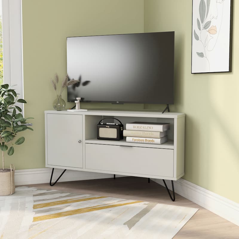 Talley Mid-Century Modern 41-inch 1-Open Shelf Corner TV Console by Furniture of America