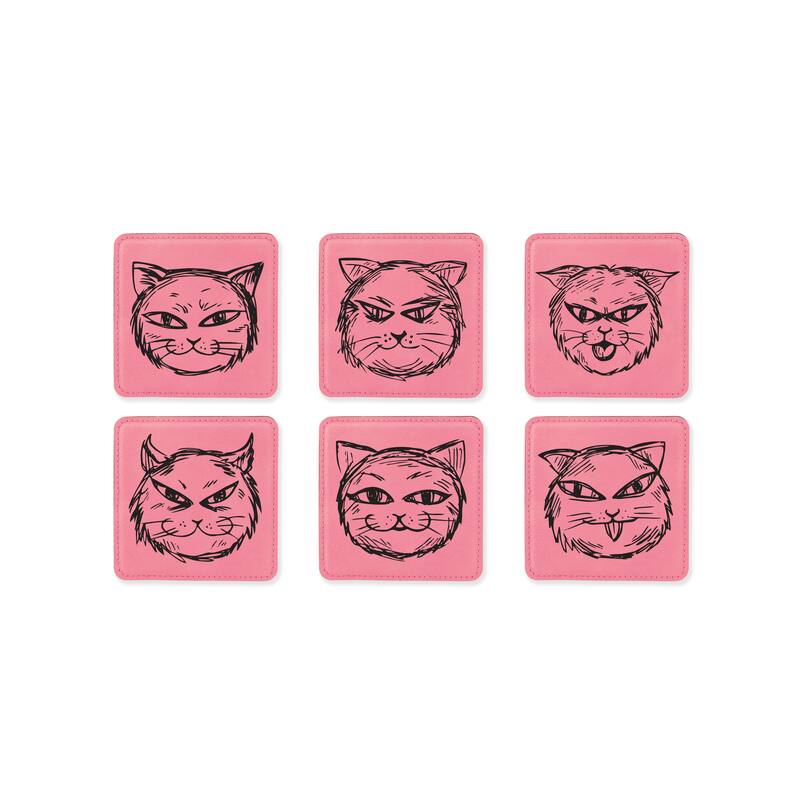 Cute Cat Coasters for drinks Coaster set with holder-Birthday,Wedding,Valentines