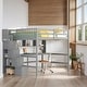 preview thumbnail 1 of 10, Kid-Friendly Design Full Size Loft Bed with Desk and Drawers Grey