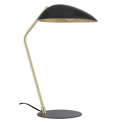 Lindmoor - 1-Light Table Lamp Black Finish - Brushed Brass Accents