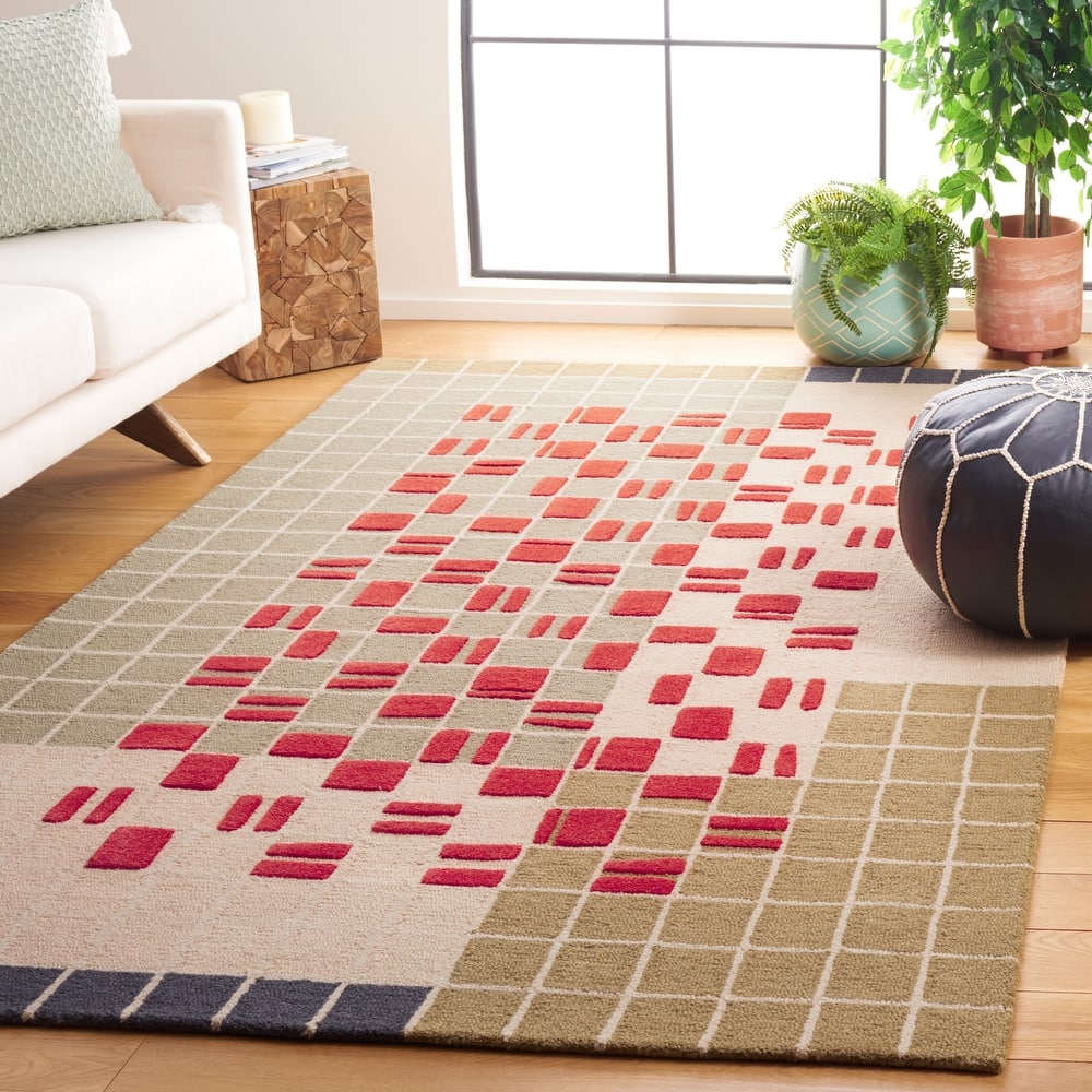 SAFAVIEH Handmade Genre Roos Mid-Century Modern Wool Rug