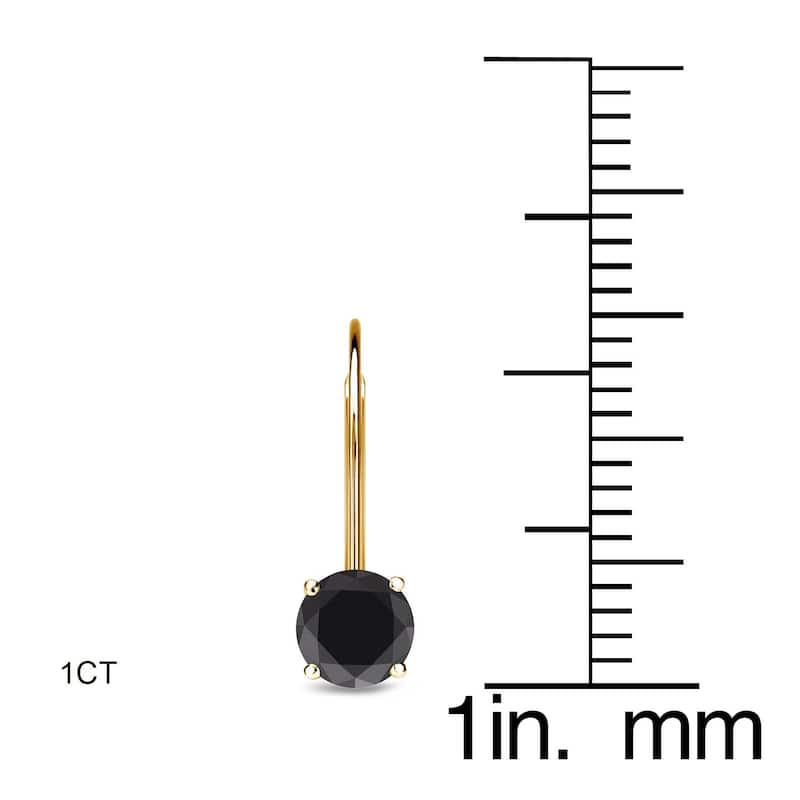 Auriya 1 to 4ctw Solitaire Black Diamond Earrings 14k Yellow Gold - 1ctw
