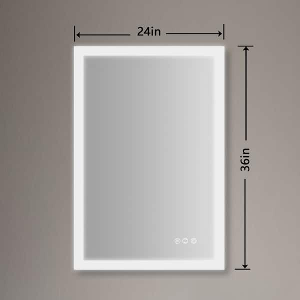 24 x 36 Wallmounted Rectangle Bathroom Backlit Vanity Mirror 24 x 36