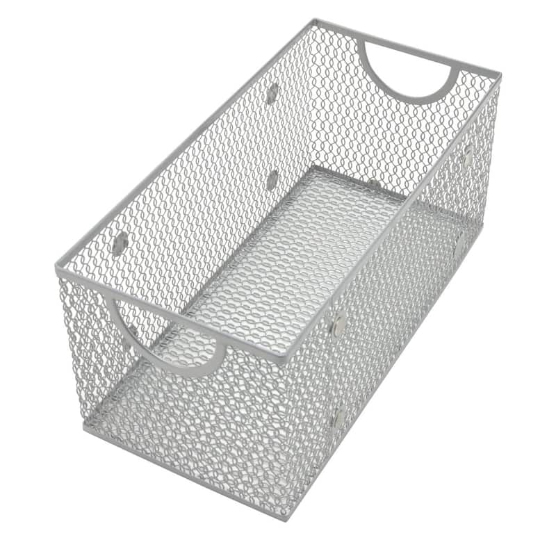 Kitchen Pantry Organizer Steel Wire Basket, Open Storage Bin With Handles, pack-1 - 14.5x9.25x7