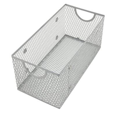 Kitchen Pantry Organizer Steel Wire Basket, Open Storage Bin With Handles, pack-1