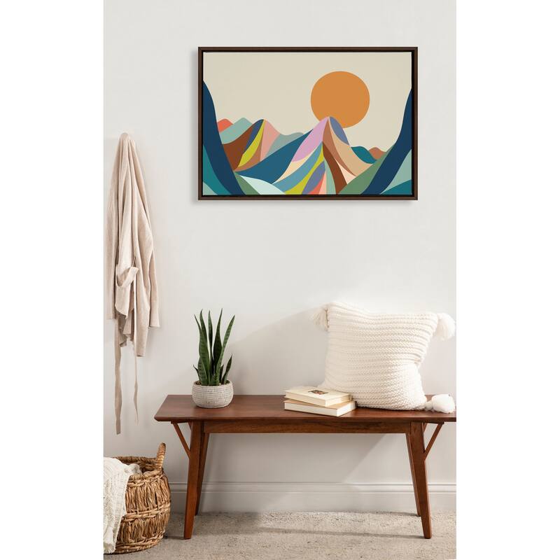Kate and Laurel Sylvie Mountains Crop Framed Canvas by Rachel Lee