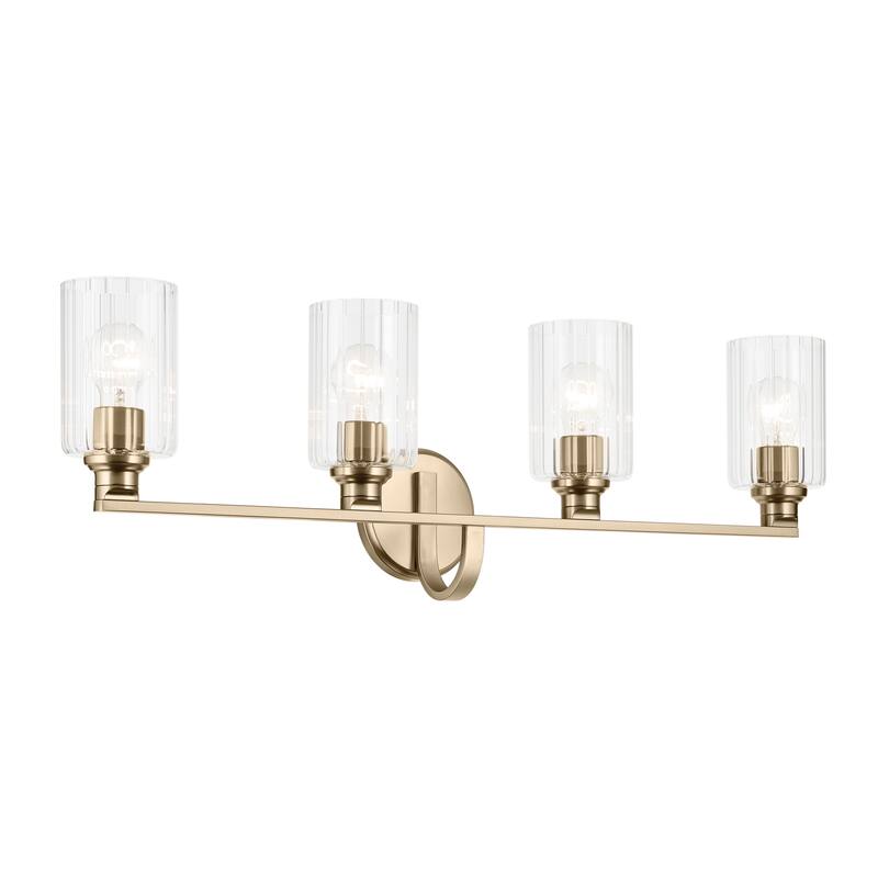 Kichler Lighting Gioe 32.25" 4-Light Vanity Light with Clear Fluted Glass in Champagne Bronze