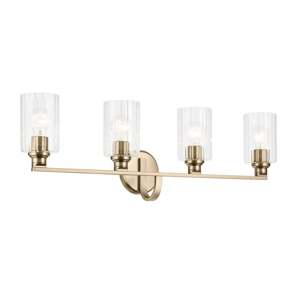 Kichler Lighting Gioe 32.25" 4-Light Vanity Light with Clear Fluted Glass in Champagne Bronze