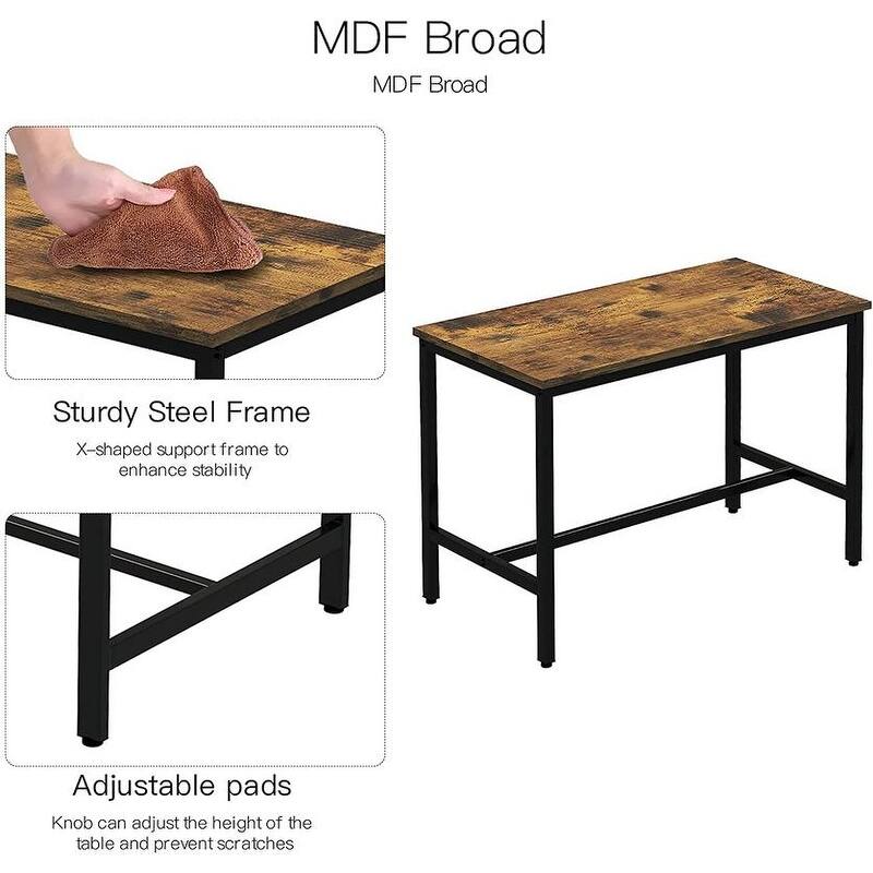 Industrial Dining Table Chair Set Kitchen Counter Height Pub Table with 4 Round Chairs ( Set of