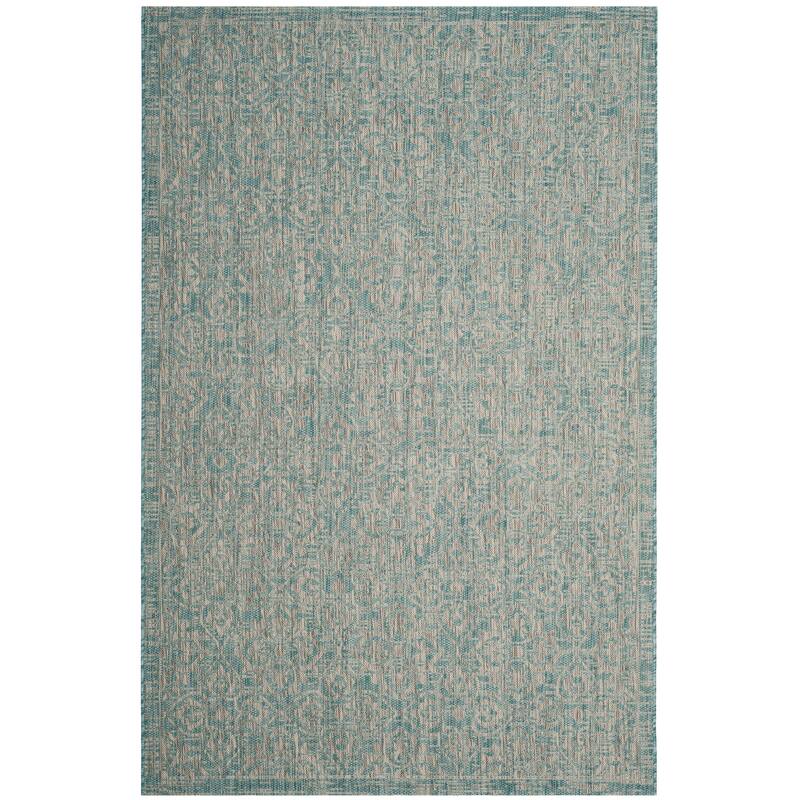 SAFAVIEH Courtyard Augusta Indoor/ Outdoor Waterproof Backyard Patio Rug - 8' x 11' - Aqua/Grey