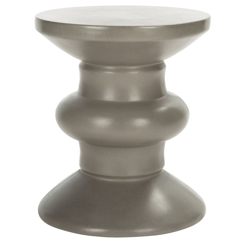SAFAVIEH Outdoor Sutapa Concrete Accent Stool - 15.35" W x 15.35" L x 17.72" H - 15Wx15Dx18H - Dark Grey