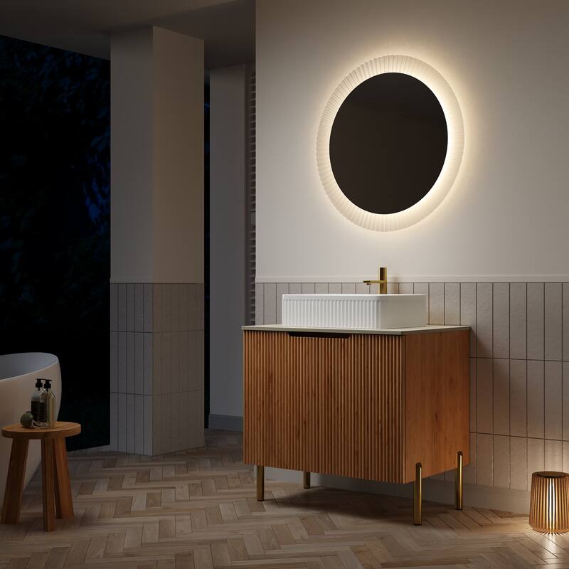 GDFStudio - Turio 30" Freestanding Bathroom Vanity with Dual Doors, Ceramic Basin & Sintered Stone Countertop, WITHOUT Faucet