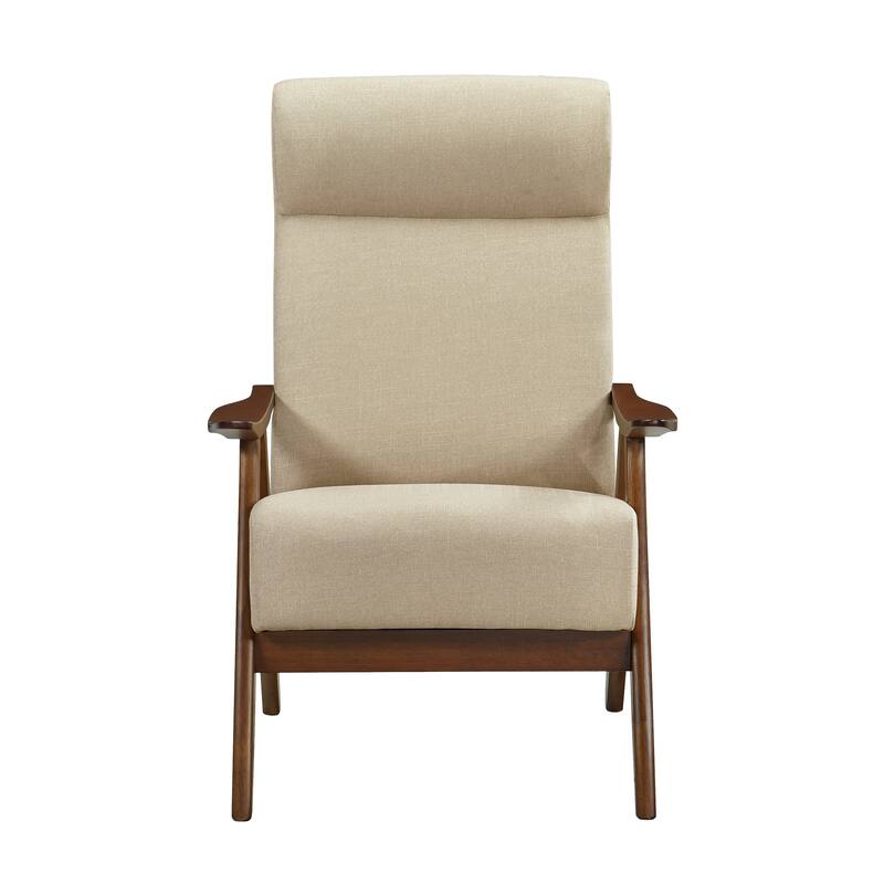 Walnut Finish Solid Wood High-Back Accent Chair