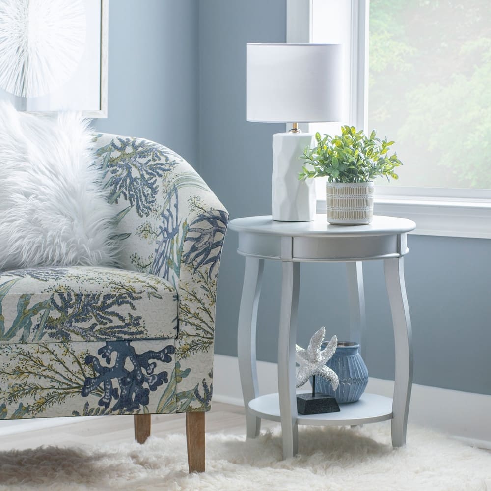 Linon Penelope Round Table with Shelf