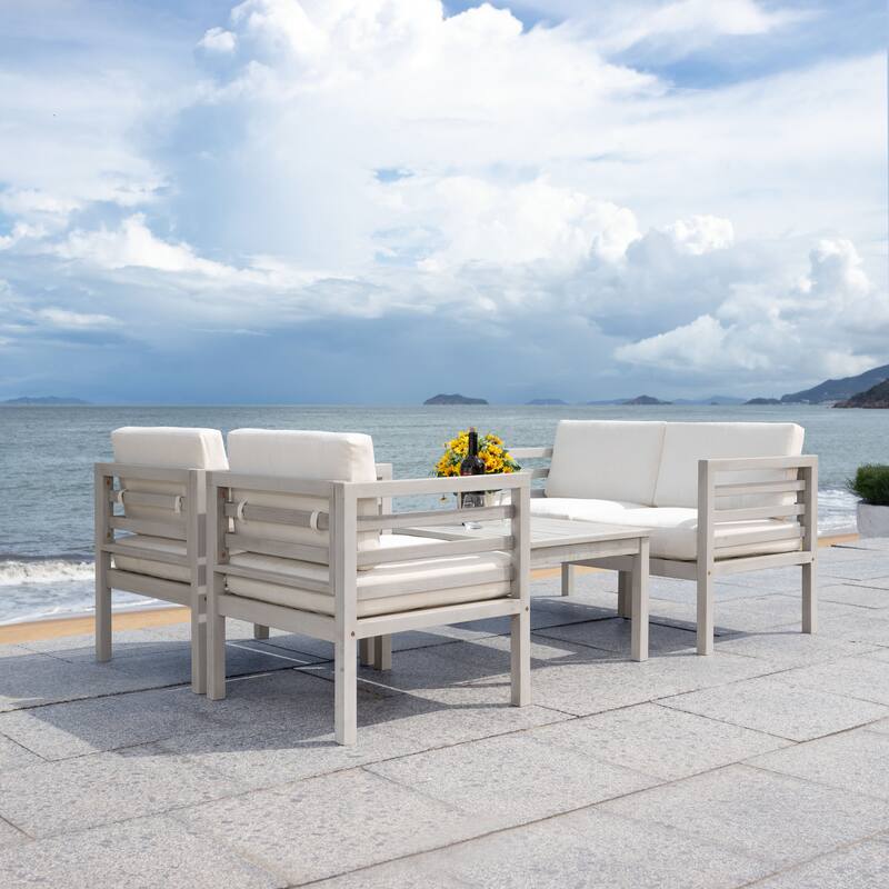 SAFAVIEH Outdoor Samira 4-Piece Outdoor Set - 26W x 26D x 49H