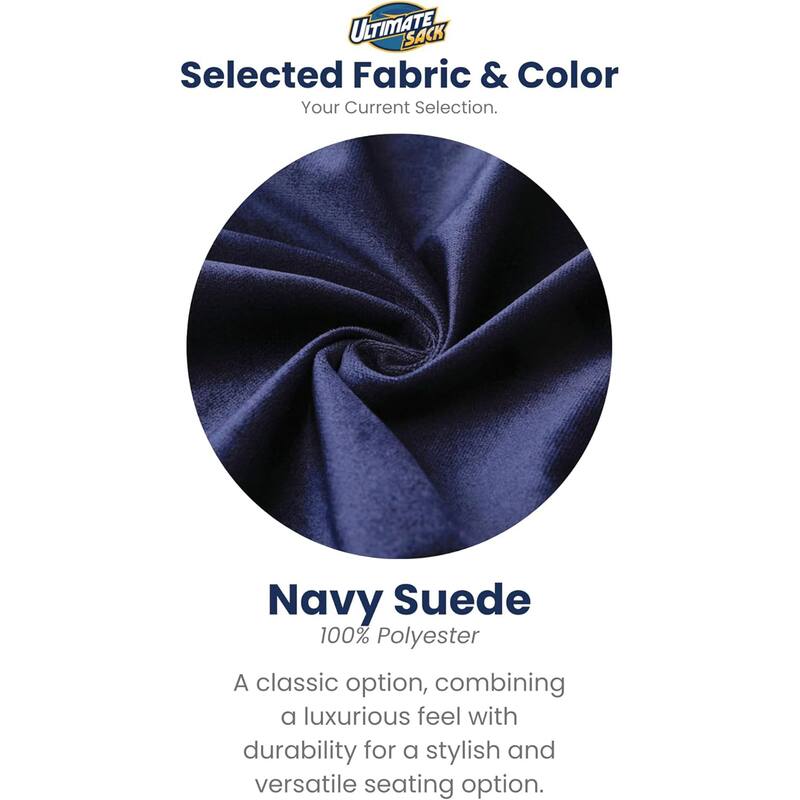 Ultimate Sack 5ft Bean Bag Chair, Oversized Indoor Comfy Lounger, Navy Suede