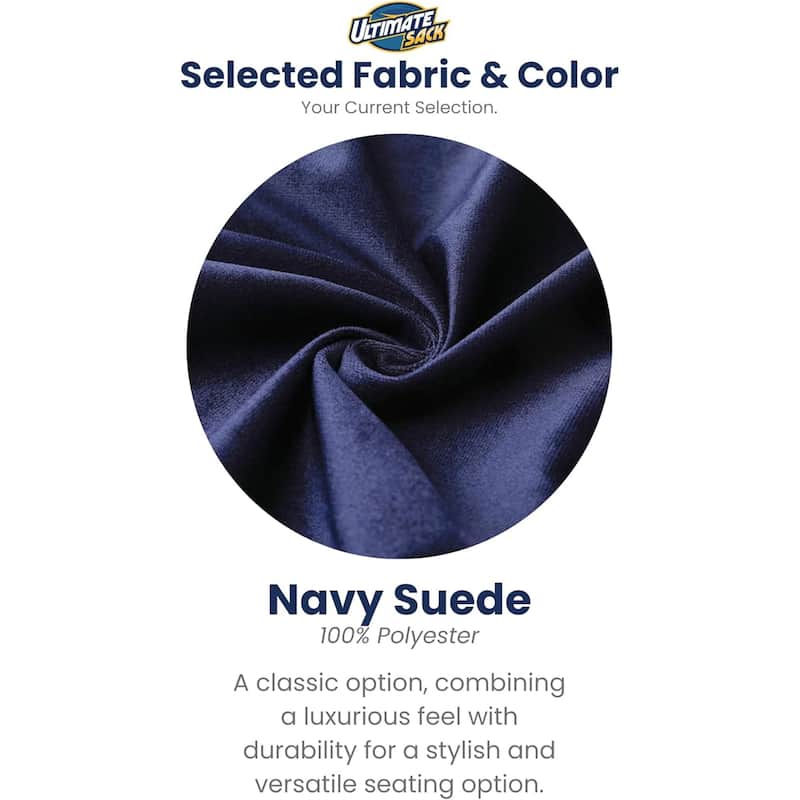Ultimate Sack 5ft Bean Bag Chair and Footstool, Oversized Lounger, Navy Suede
