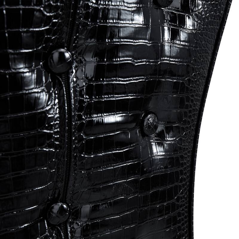 Set of 4, Retro alligator skin Upholstered dining chairs,with Crystal buckle design and Faux Leather design