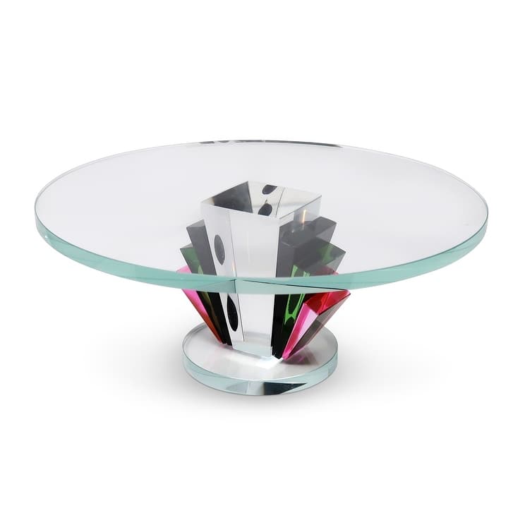 Tri Colored Base Crystal Cake Stand 11.75"D